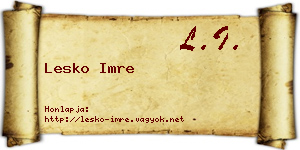 Lesko Imre névjegykártya